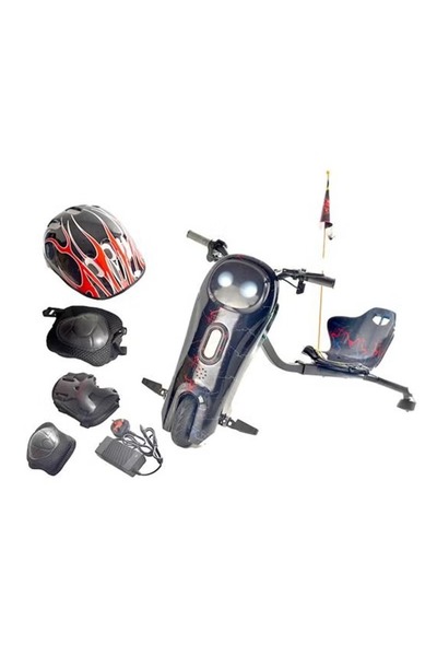 rexa 3 Wheels Electric Drift Scooter With Helmet Kit Knee Guard And Elbow