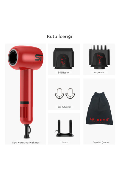 Supreme Trimmer Red Hair Dryer – Cold Air Feature, 3 Heat 3 Speeds