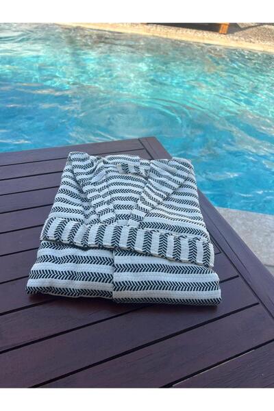 Hayalet Men's Bathrobe Hooded Cotton Woven Unisex Bathrobe Peshtemal