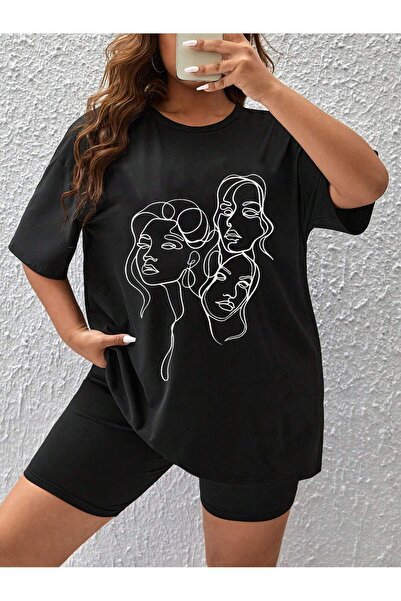 Lider Leather تيشيرت نسائي مطبوع عليه 3 أوجه