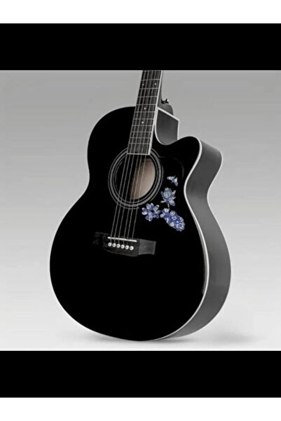 MegArya جيتار صوتي كامل الحجم باللون الأسود الأنيق من أوركيد، مقاس 41 بوصة - مع حقيبة مبطنة فاخرة مقاس 5 مم