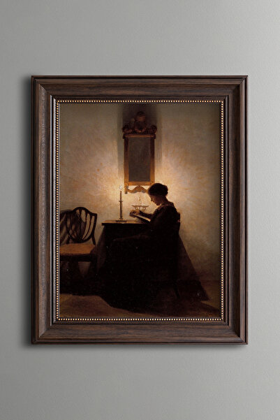 epiqart Kitap Okuyan Kadın - Vintage Desenli Çerçeve