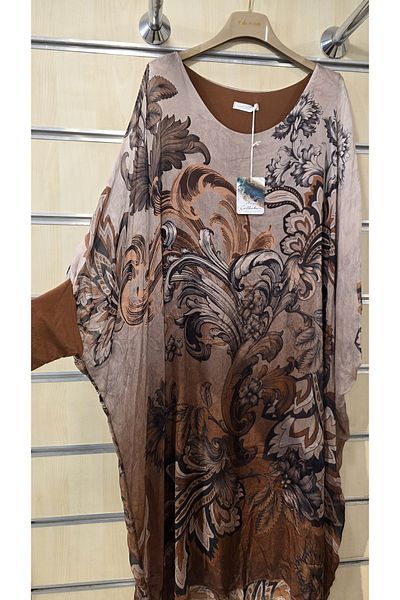 Park Moda Rochie din mătase italiană șal model frunze