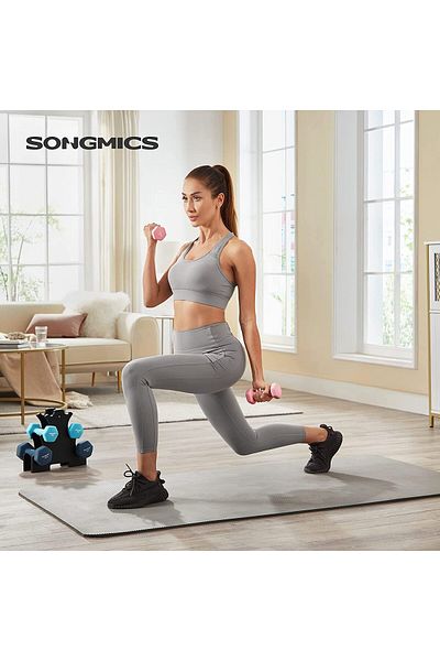 SONGMICS Set de 6 gantere hexagonale cu suport, 2x1 kg 2x2 kg 2x3 kg, multicolor