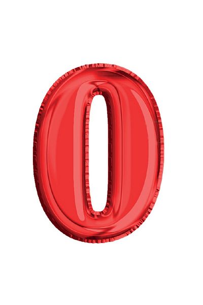 OEM Balon, folie de aluminiu, roșu, numărul 0, înălțime 81 cm