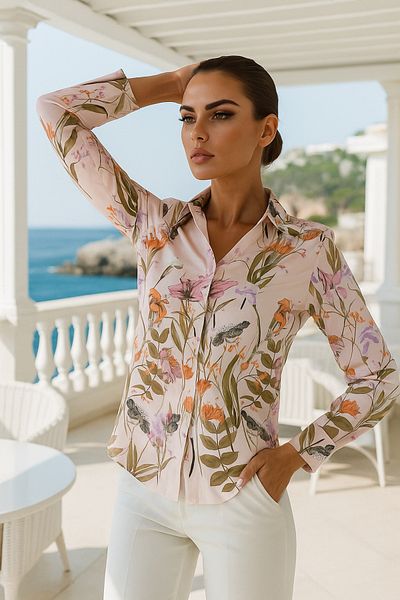 Rich Cămașă slim fit pentru femei din satin cu design detaliat cu nasturi ascunși