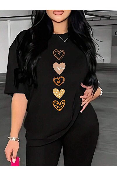 Lider Leather TRICOU DE DAMĂ CU IMPRIMARE INIMĂ, MĂRIMEA MĂRĂ LA LĂȚIME, CU 5...