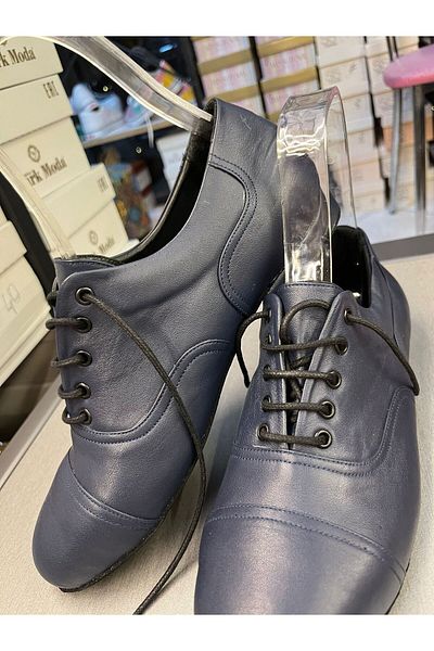 bitangosu Dark Blue Genuine Leather New Comfortable Men's Tango, Dance and Salon Shoes