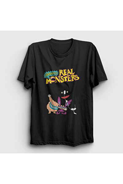 Presmono Unisex Black Poster Real Monsters T-Shirt 561908Tt