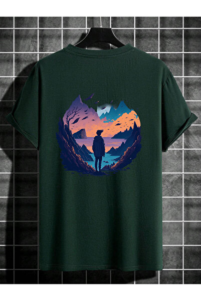 Lider Leather TRICOU UNISEX CU IMPRIMEU MUNȚE PENTRU BĂRBAȚI