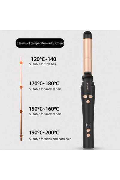 V2COM K.SKIN 22mm Auto Curling Iron Wand, 360° Rotating, 9 Temps for Long Hair, Anti-Frizz, KD882B