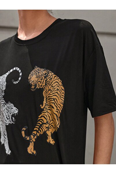 Lider Leather Tricou de damă cu imprimeu tigru