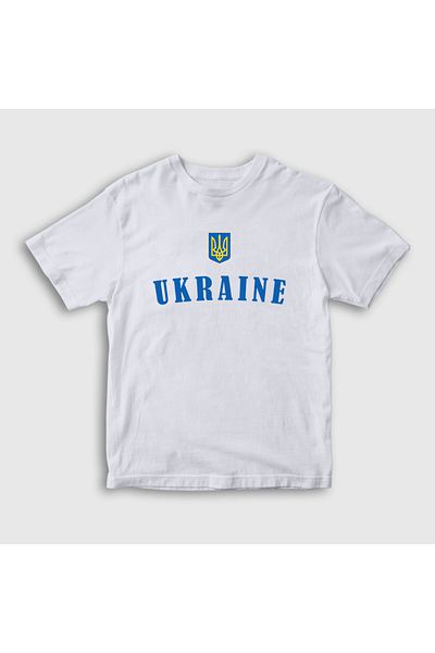 Presmono Unisex Kids White Trident Coat of Arms Ukraine Ukrainian T-Shirt 563209Tt