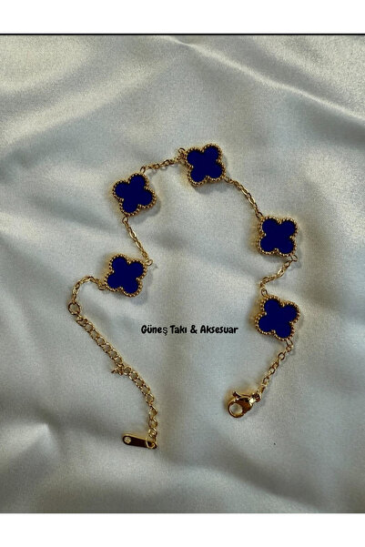 GUNESTAKI سوار من الفولاذ البرسيم باللون الأزرق الداكن والذهبي