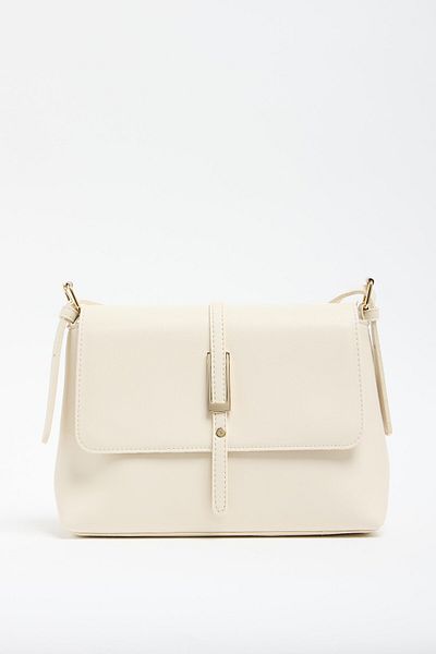 Madamra Cream Women's Merry Gold Buckle Detailed Hand and Shoulder Bag