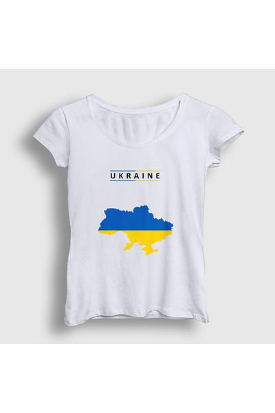 Presmono Women's White Ukraine Map Flag Ukraine Map Flag T-Shirt 563377Tt