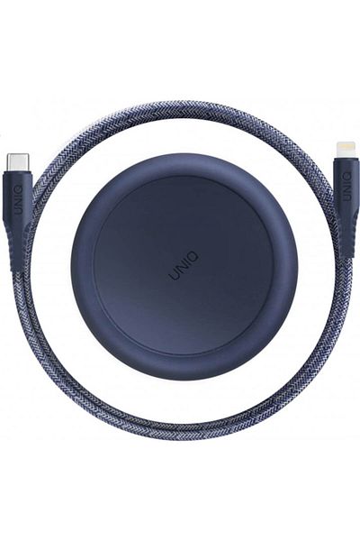 uniq Data and Charging Cable USB Type-C to Lightning Halo, 18W, Organizer, 1.2 m, Blue