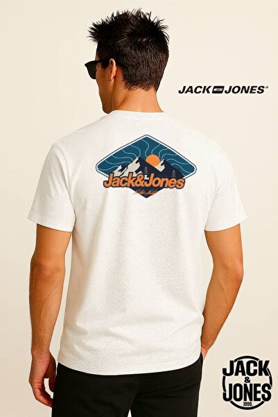 Jack & Jones J&J Jjmine Men's Logo Printed Back T-Shirt White A1111