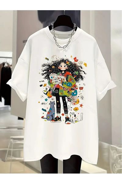 Touz Moda Anime Girl Unisex Oversized T-Shirt