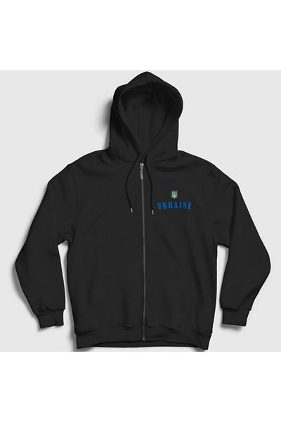 Presmono Unisex Μαύρο Trident Coat Of Arms Ουκρανία Φούτερ με φερμουάρ με κουκούλα 563297tt