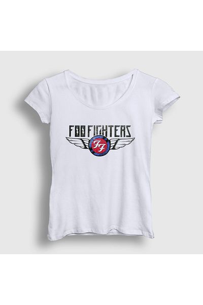 Presmono Women's White Vintage Rock Foo Fighters T-Shirt 563538Tt