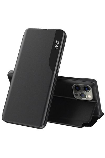 DONARIS Husa compatibila cu iPhone 13 Pro, Grip Texture, T68, Piele ecologica, Pitch Black