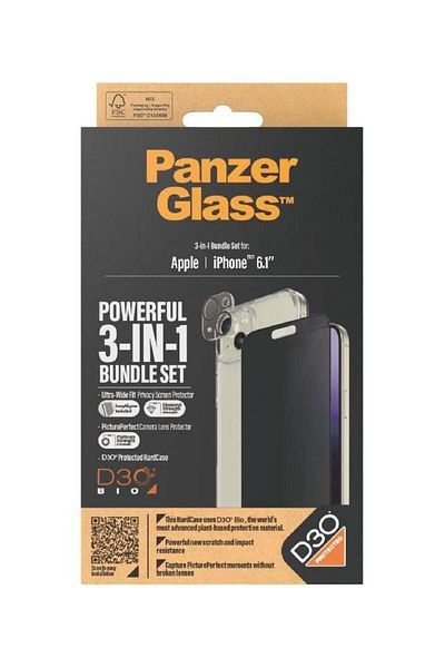 PanzerGlass Panzer Glass® 3 in 1 Bundle Set for iPhone 15 6.1" (Case + Privacy Screen Protector + Lens Guard)