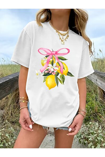 FUFLUNS Limon Printed Oversize Crew Neck T-Shirt
