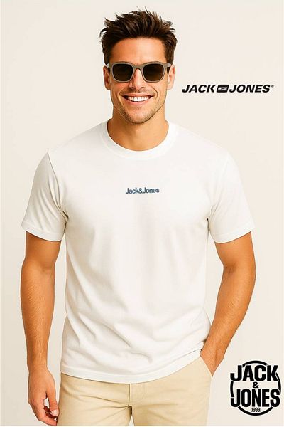 Jack & Jones J&J Jjmine Men's Logo Back Logo Printed T-Shirt White A2222