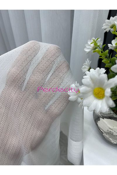 PERDECITY Bamboo Herringbone Pattern Tulle Curtain 1X3 Tight Pleated Ironing Does Not Wrinkle Suitable for Any Room