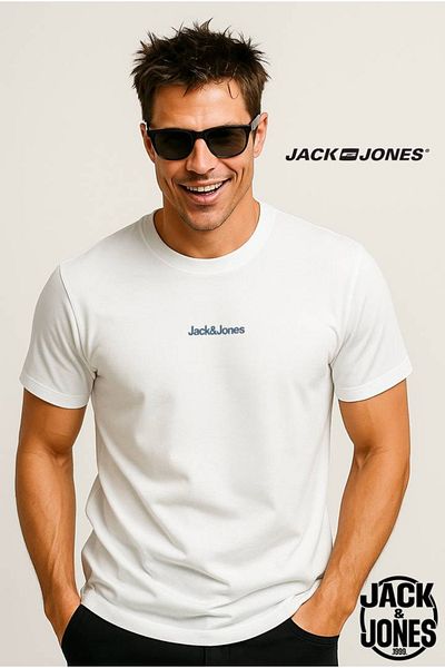 Jack & Jones J&J Jjmine Men's Logo Back Printed T-Shirt White A0000