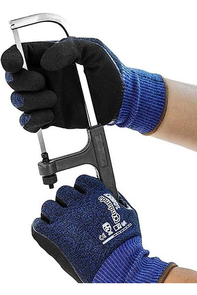 Andanda Set of 3 pairs of anti-cut gloves, blue, polyurethane/nitrile, L