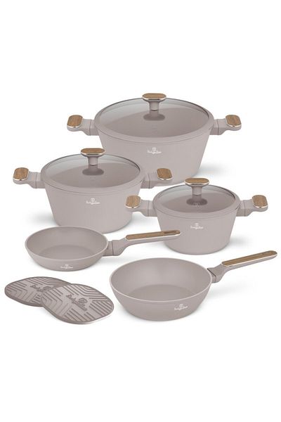 Berlinger Haus Sada nádobí s titanovým povrchem 10 ks Taupe Nordic Collection