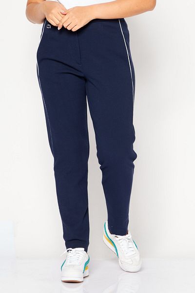 Lacoste Women Regular Fit Embroidered Logo Straight Pants, Navy Blue