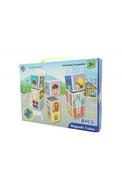 CLICK Smart set of magnetic cubes for children, 6 pieces, storage box, puzzle jobs, +3 years, m