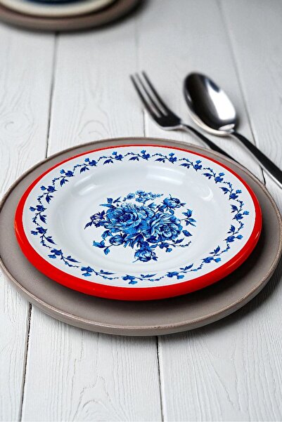 İnci Emaye No. 24 Enameled Dinner Plate, Serving, Food Camping, Picnic, Dowry 24 cm