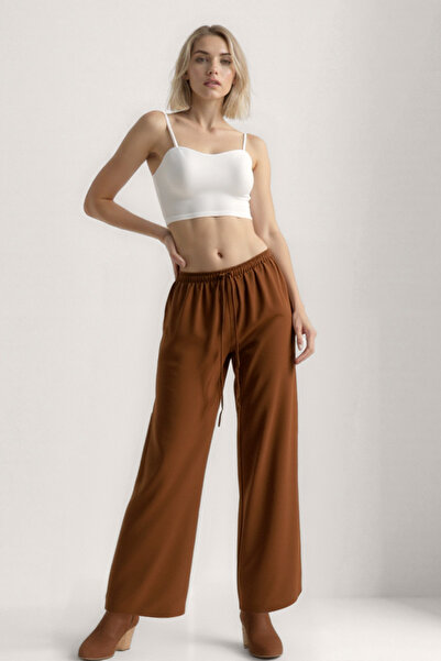 Vitrin Wide Leg Trousers with Elastic Waist