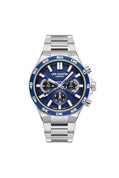 Lee Cooper Lc08067.390 Men's Watch – Blue Bezel, Chronograph Design, Steel Case
