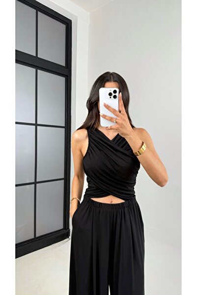 manana fashion Low-Cut, Elastic Waist, Pockets, Modal Fabric Summer Long Jumpsuit