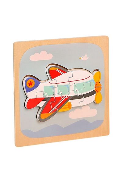 CLICK Puzzle Montessori Wooden 3D Airplane for Kids, 0-3 Years, Educational, Intuitive, Creative