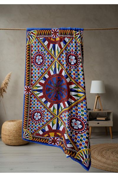 Doruklar Home Collection Modern Patterned Digital Printing Beach Sea Towel Peshtamal 80X160 cm Brs018
