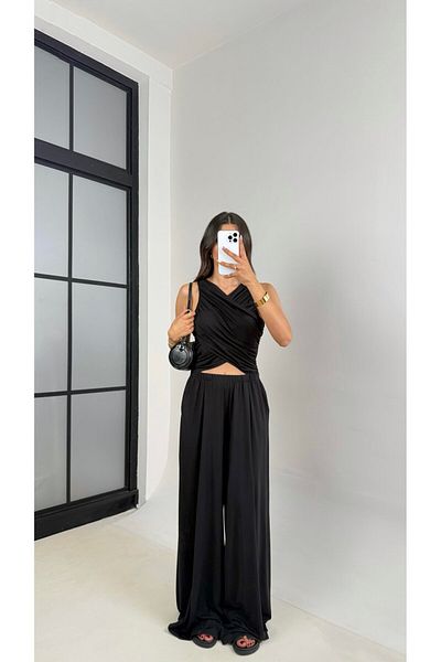 manana fashion Low-Cut, Elastic Waist, Pockets, Modal Fabric Summer Long Jumpsuit