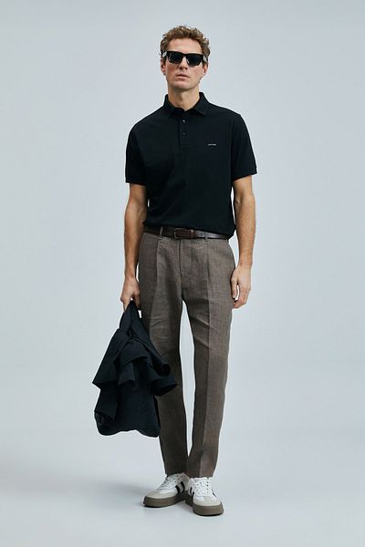 Lufian 111040228 Luna Polo Neck T-shirt Ανδρικό T-shirt Μαύρο