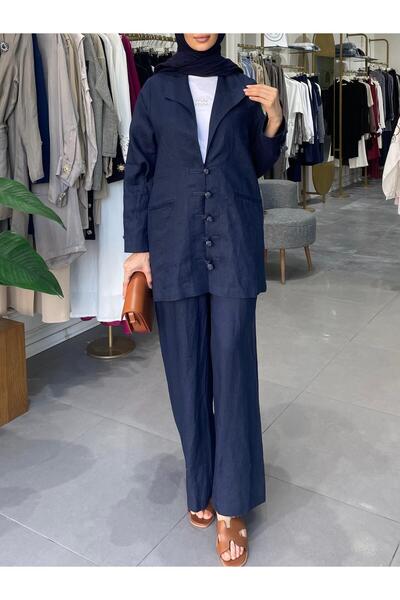 Ghisa DÜĞME BONCUK DETAYLI KETEN TAKIM