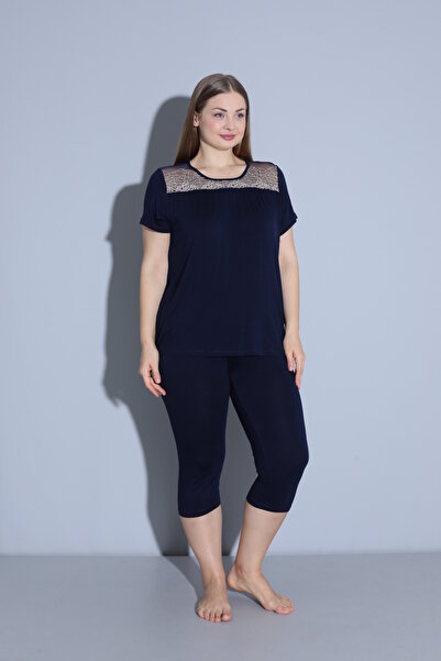 Cotpark Women's Plus Size Viscose Combed Cotton Fabric Short Sleeve Capri Suit 14530-B