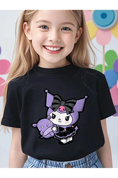 haha KOPYA - Kız Çocukları İçin Kuromi Baskılı Tişört