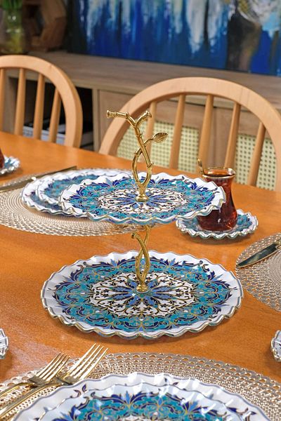 Glore Puglia Gold Gilded Layered Cookie Plate Presentation Plate
