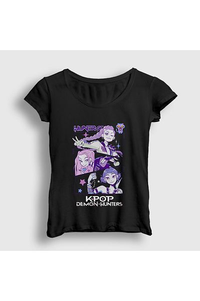 Presmono Women's Black Poster K Pop Demon Hunters T-Shirt 561771Tt