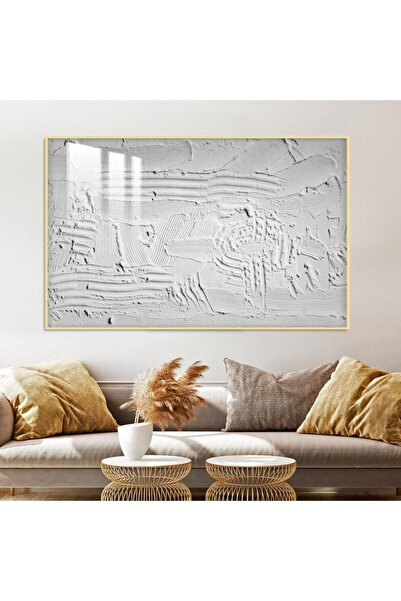 SND Wooden wall panel printed with gypsum board design with a golden frame an...