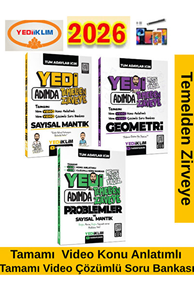 Yediiklim Yayınları Yedi Adımda Temel Sayısal Mantık+Problemler+Geo.Tamamı Vi...